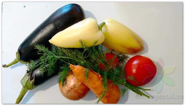 Продукты, для приготовления овощного соте с баклажанами, фото